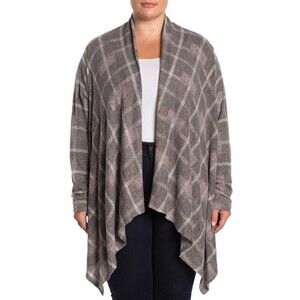 Bobeau women's Long Sleeve Knit Sweater Cardigan in Berry Plaid Size M $180